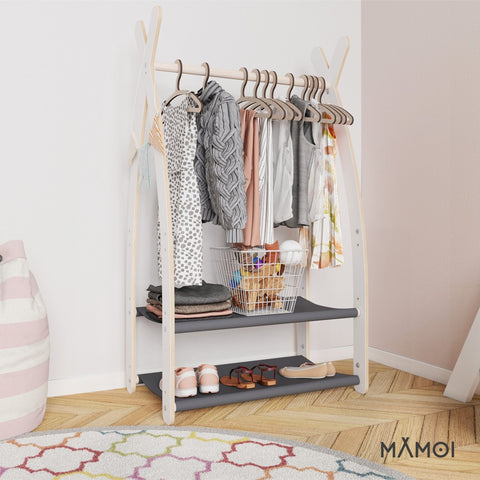 MAMOI® Kleiderstange Baby Kinderzimmer | Kinderkleiderstange 53x95x32cm | Kinder Kleiderständer Baby | Garderobenständer | Baby Garderobe | Kindergarderobe | 100% ECO | Made in EU-4