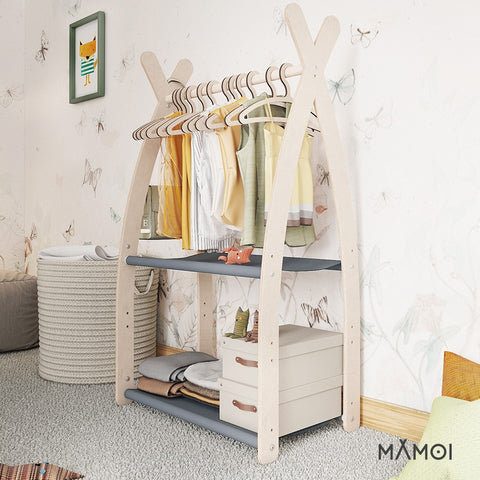 MAMOI® Kleiderstange Baby Kinderzimmer | Kinderkleiderstange 53x95x32cm | Kinder Kleiderständer Baby | Garderobenständer | Baby Garderobe | Kindergarderobe | 100% ECO | Made in EU-4