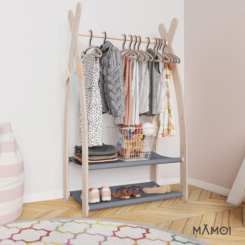 MAMOI® Kleiderstange Baby Kinderzimmer | Kinderkleiderstange 53x95x32cm | Kinder Kleiderständer Baby | Garderobenständer | Baby Garderobe | Kindergarderobe | 100% ECO | Made in EU-5