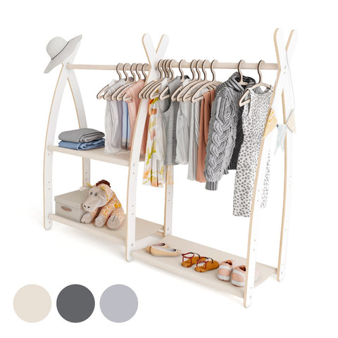 MAMOI® Kleiderstange Baby Kinderzimmer | Kinderkleiderstange 95x106x32cm | Kinder Kleiderständer Baby | Garderobenständer | Baby Garderobe | Kindergarderobe | 100% ECO | Made in EU-0