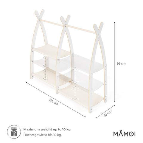 MAMOI® Kleiderstange Baby Kinderzimmer | Kinderkleiderstange 95x106x32cm | Kinder Kleiderständer Baby | Garderobenständer | Baby Garderobe | Kindergarderobe | 100% ECO | Made in EU-2