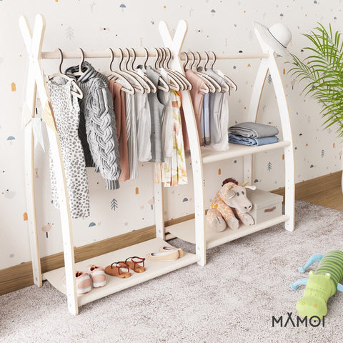 MAMOI® Kleiderstange Baby Kinderzimmer | Kinderkleiderstange 95x106x32cm | Kinder Kleiderständer Baby | Garderobenständer | Baby Garderobe | Kindergarderobe | 100% ECO | Made in EU-4