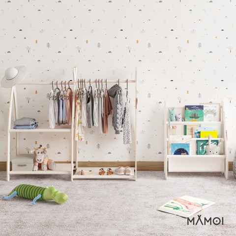 MAMOI® Kleiderstange Baby Kinderzimmer | Kinderkleiderstange 95x106x32cm | Kinder Kleiderständer Baby | Garderobenständer | Baby Garderobe | Kindergarderobe | 100% ECO | Made in EU-5