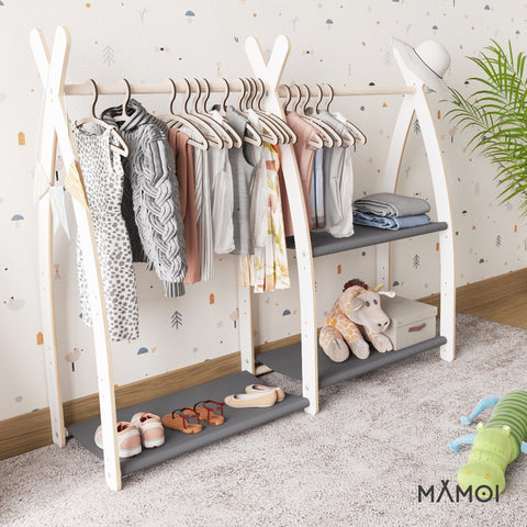 MAMOI® Kleiderstange Baby Kinderzimmer | Kinderkleiderstange 95x106x32cm | Kinder Kleiderständer Baby | Garderobenständer | Baby Garderobe | Kindergarderobe | 100% ECO | Made in EU-4