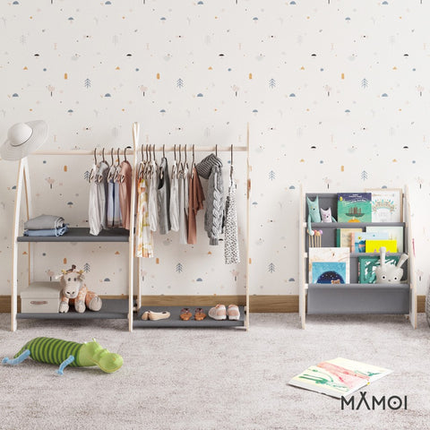 MAMOI® Kleiderstange Baby Kinderzimmer | Kinderkleiderstange 95x106x32cm | Kinder Kleiderständer Baby | Garderobenständer | Baby Garderobe | Kindergarderobe | 100% ECO | Made in EU-5