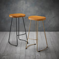 Bailey Pine Wood Seat Gold Effect Leg Bar Stool-2