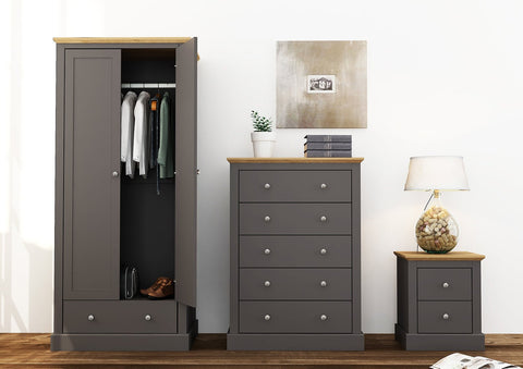 Devon 2 Door Wardrobe Charcoal-2