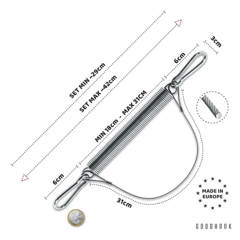 MAMOI® Babywiege Feder mit Stahl Sicherungsseil Federwiege 16,5kg Schaukel zum Schlafen | Natürliche Seil mit Karabiner | 100% ECO | Made in EU-2