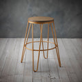 Ikon Wood Seat With Gold Effect Hairpin Legs Bar Stool-1