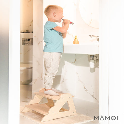 MAMOI® Tritthocker Kinder Holz | Tritthocker Kinder 2 Stufen | Holz Tritthocker Kinder | Tritthocker Zweistufig aus natürlichem Holz | Tritthocker Kind | 100% ECO | Made in EU-7