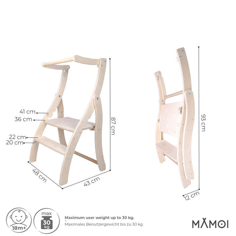hocami - MAMOI® Lernturm Klappbar aus Holz, Learning Tower, Lernstuhl für Kinder, Küchenturm und Küchenhelfer, Lerntower, Hochstuhl Tritthocker ab 1 jahr ab 2/3 Jahre, Montessori - mamoi-lernturm-klappbar-aus-holz-learning-tower-lernstuhl-fur-kinder-kuchenturm-und-kuchenhelfer-lerntower-hochstuhl-tritthocker-ab-1-jahr-ab-2-3-jahre-montessori-10 - 